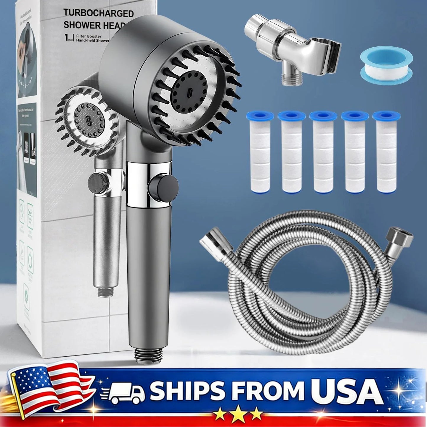 High Pressure Filtered Shower Head with Handheld 3 Spray Modes
